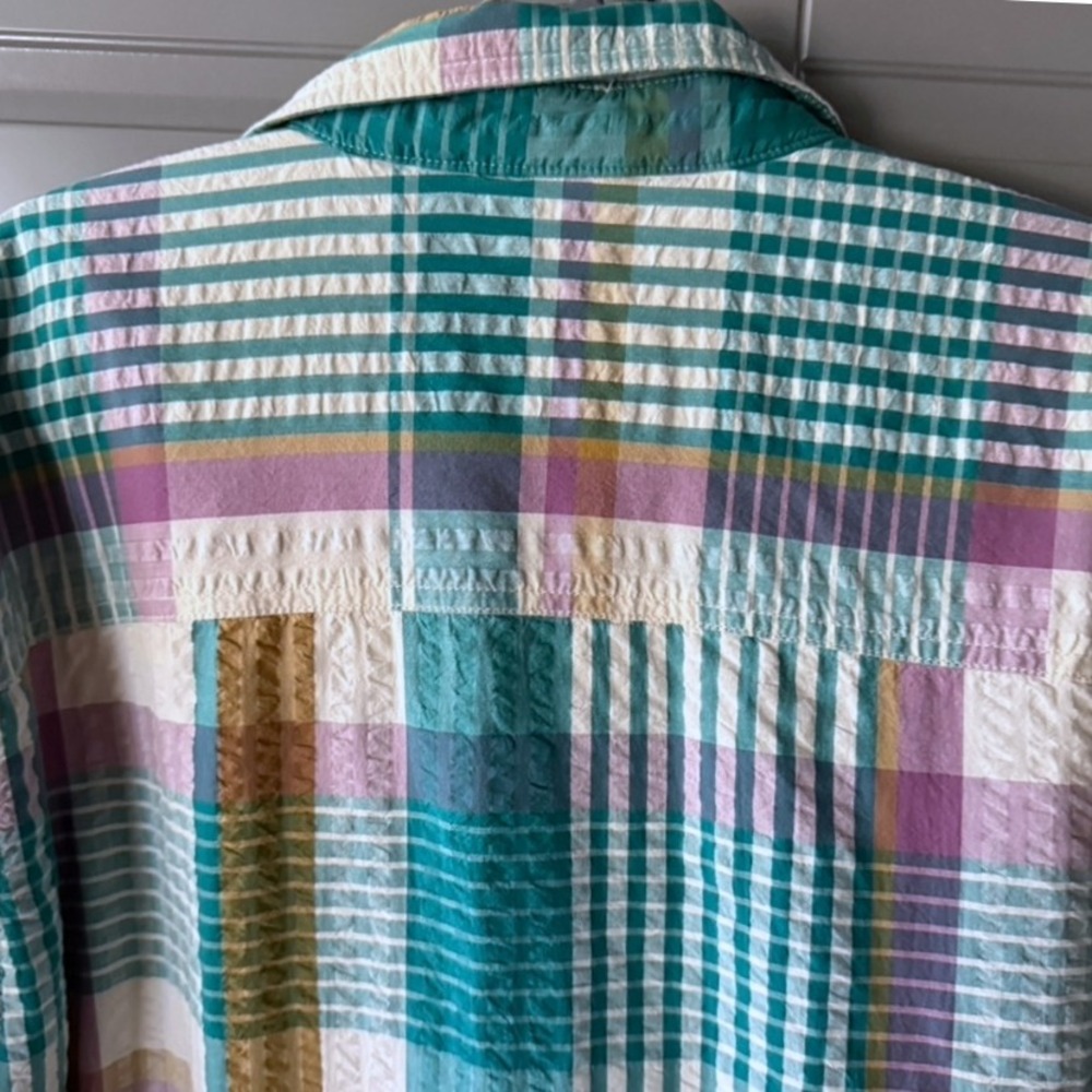UO Men's Eclectic Grandpa Skater Plaid Seersucker Shirt Jacket,Multi, L - Picture 13 of 16